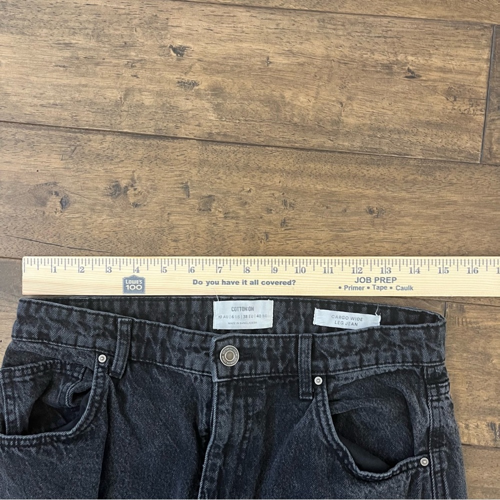 Baggy Cotton-On Black Wide Leg Woman Cargo Jeans - Picture 4 of 5